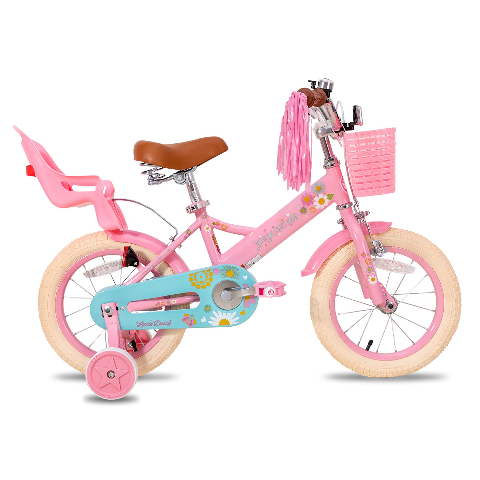 JOYSTAR Little Daisy 12/14/16 Pulgadas Bicicleta Infantil para niñas de 2 a 7 años,Bicicleta para niñas con Ruedas de Entrenamiento y Asiento y Cesta para muñecas