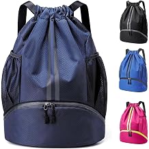 DDSHUN Drawstring Backpack, Waterproof Gym Bag, Unisex Large Oxford PE Pack Students School Backpack Swimming Bag Durable Sports Ball Bag with Shoe Bags