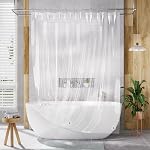 AmazerBath Linge de douche claire, 72x72 Linge de douche en plastique, étanche PEVA Rideaux de douche Linge de douche, mignons rideaux de douche léger pour salle de bains avec aimants et 12 Trous en métal grommet résistants à la rouille