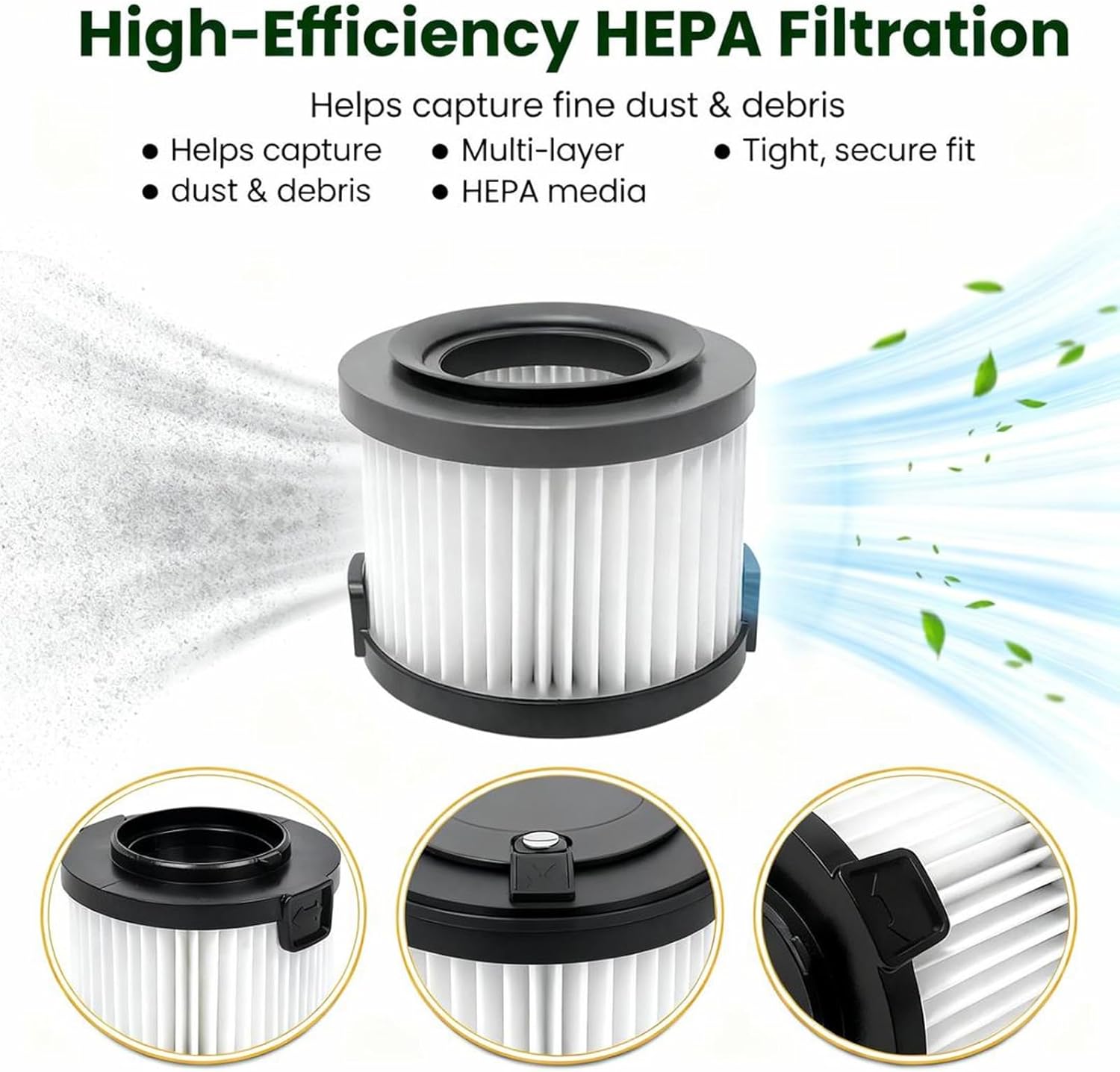 4-Pack SF65 Replacement HEPA Vacuum Filters for Simplicity S65, S65S, S65D, S65P Cordless Stick & Handheld Vacuum Cleaner, Washable & Reusable Vacuum Filter Replacements