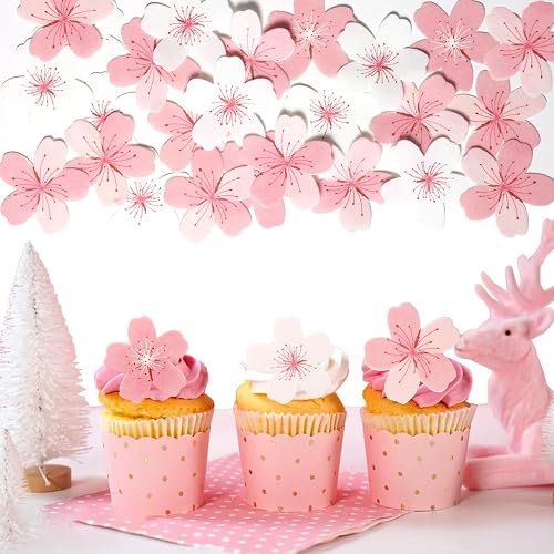 SUPROD 60 Pcs Edible Flowers Cake Cupcake Toppers