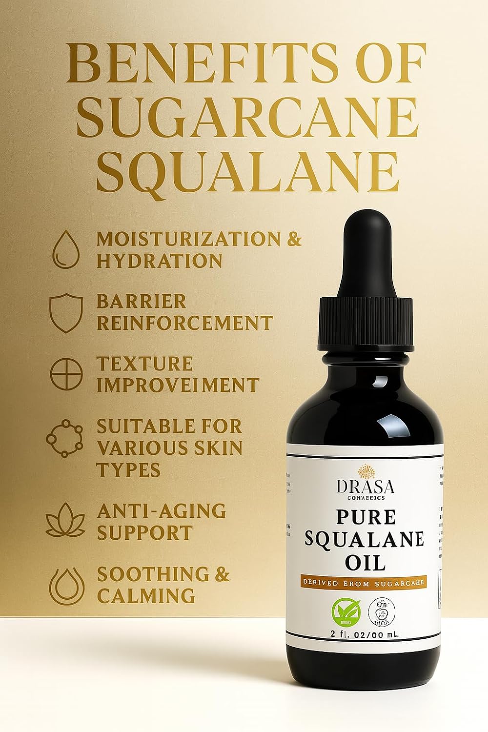 Pure Squalane Oil Moisturizer with 100% Sugarcane Derived Squalane for Face, Body, Skin and Hair - Face Oil 2 fl. oz. - Image 7