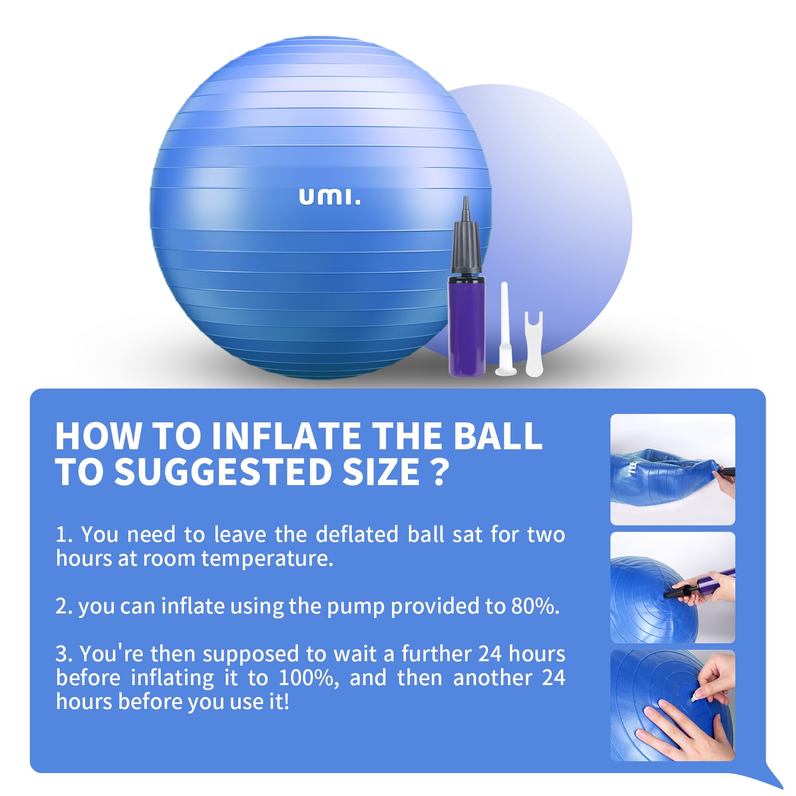 Umi Palla Fitness con Pompa 65cm 75cm Anti-Scoppio Palla Svizzero Palla per Yoga Pilates Esercizi Casa Palestra