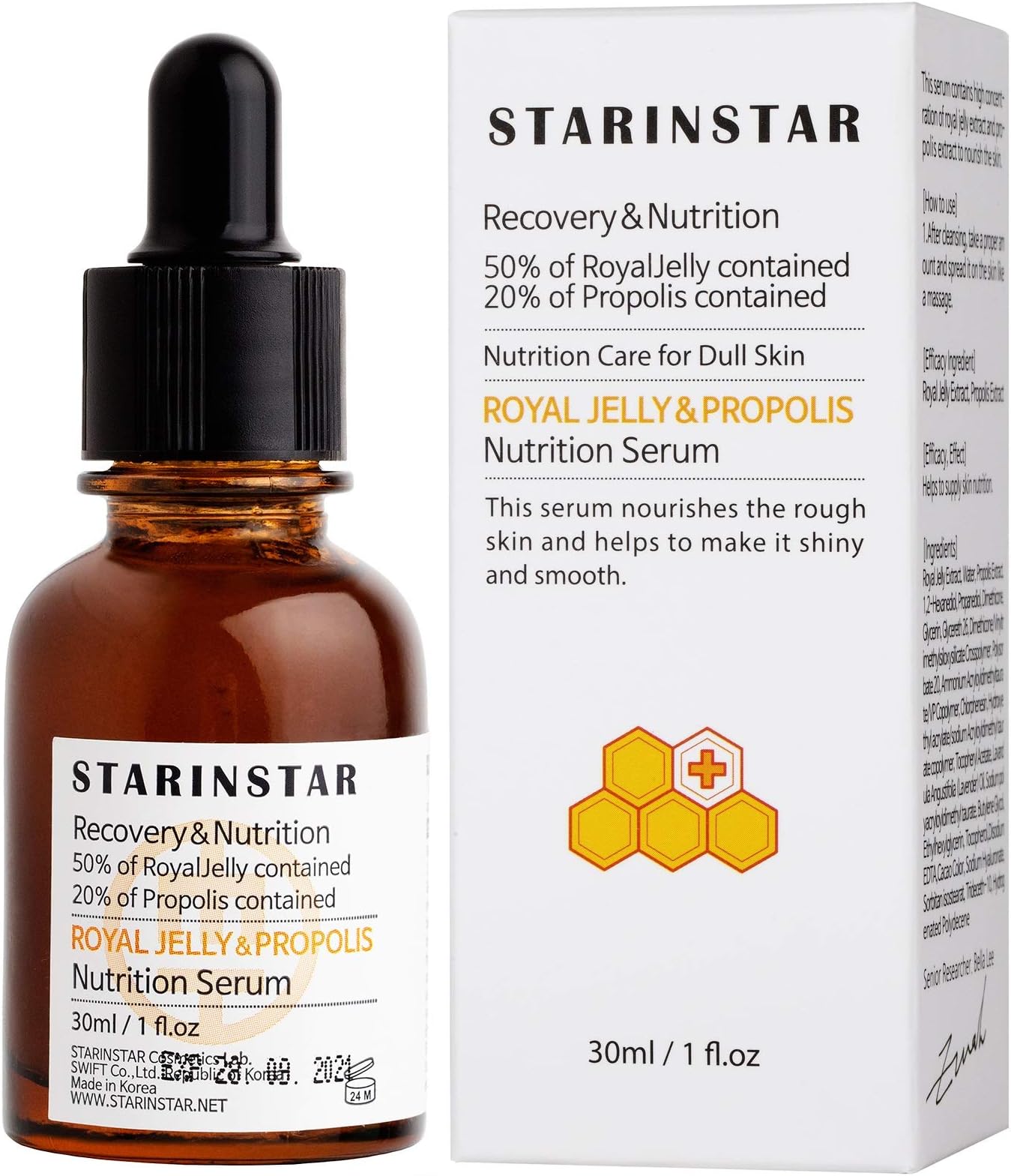 [STARINSTAR] Royal Jelly & Propolis Nutrition Serum, Recovery, Nutrition Care for Rough Skin, 50% of Royal jelly, 20% of Propolis contained, 30ml/ 1 fl.oz