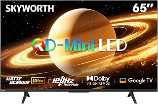 SKYWORTH 65X6600H QD-Mini LED 4K Smart TV, Matte Anti-Glare Display, 120Hz Turbo Mode, AI 4K Upscaling, AI Color Enhancement，Google TV, Dolby Atmos+Dolby Vision, 30W Speakers，HDMI2.1