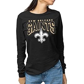 Junk Food Clothing x NFL - New Orleans Saints - Bold Logo - Unisex Adult Long Sleeve T-Shirt for Men and Women - Size Large