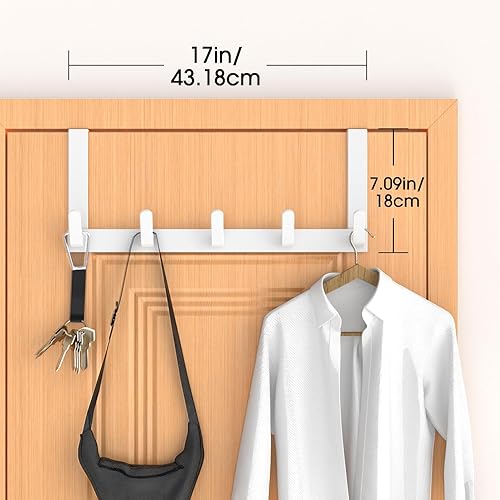 Miniatura 2 de CHAUNCEY HOME Ganchos para colgar sobre la puerta con brazos extendidos, accesorios de baño y organización de toalleros, 1 paquete, color blanco