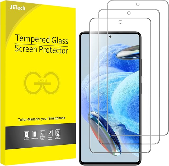 JETech Ochraniacz Ekranu dla Xiaomi Redmi Note 12 Pro 5G / Note 12 Pro+ Plus 5G, 9H Screen Protector Szkło Hartowane Film Folia, Odporny na zarysowania, HD Przezroczyste, 3 Sztuki