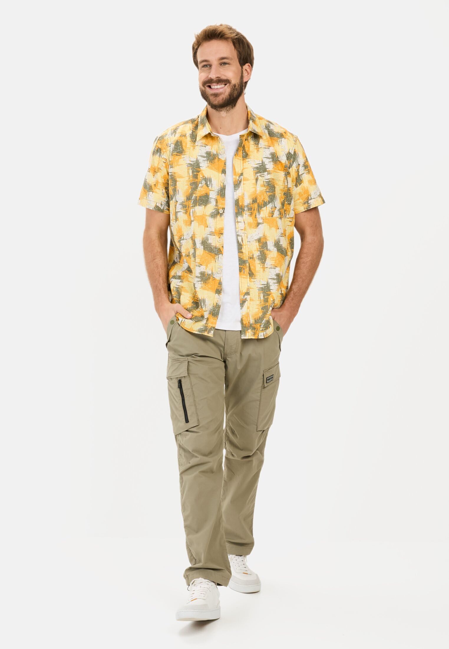 camel active Herren Kurzarmhemd mit Strukturmuster