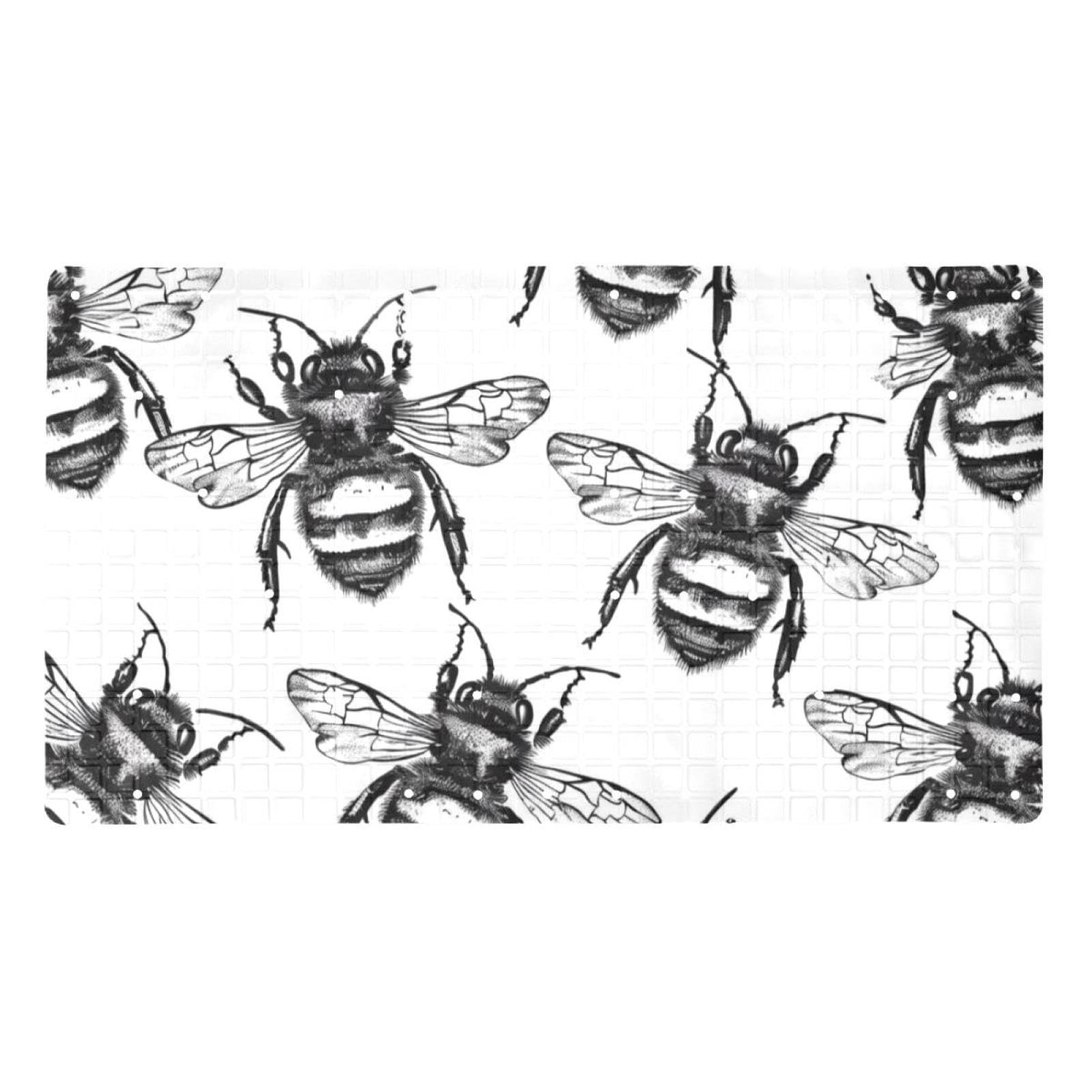 Tapis de bain antidérapant pour baignoire en PVC motif abeille