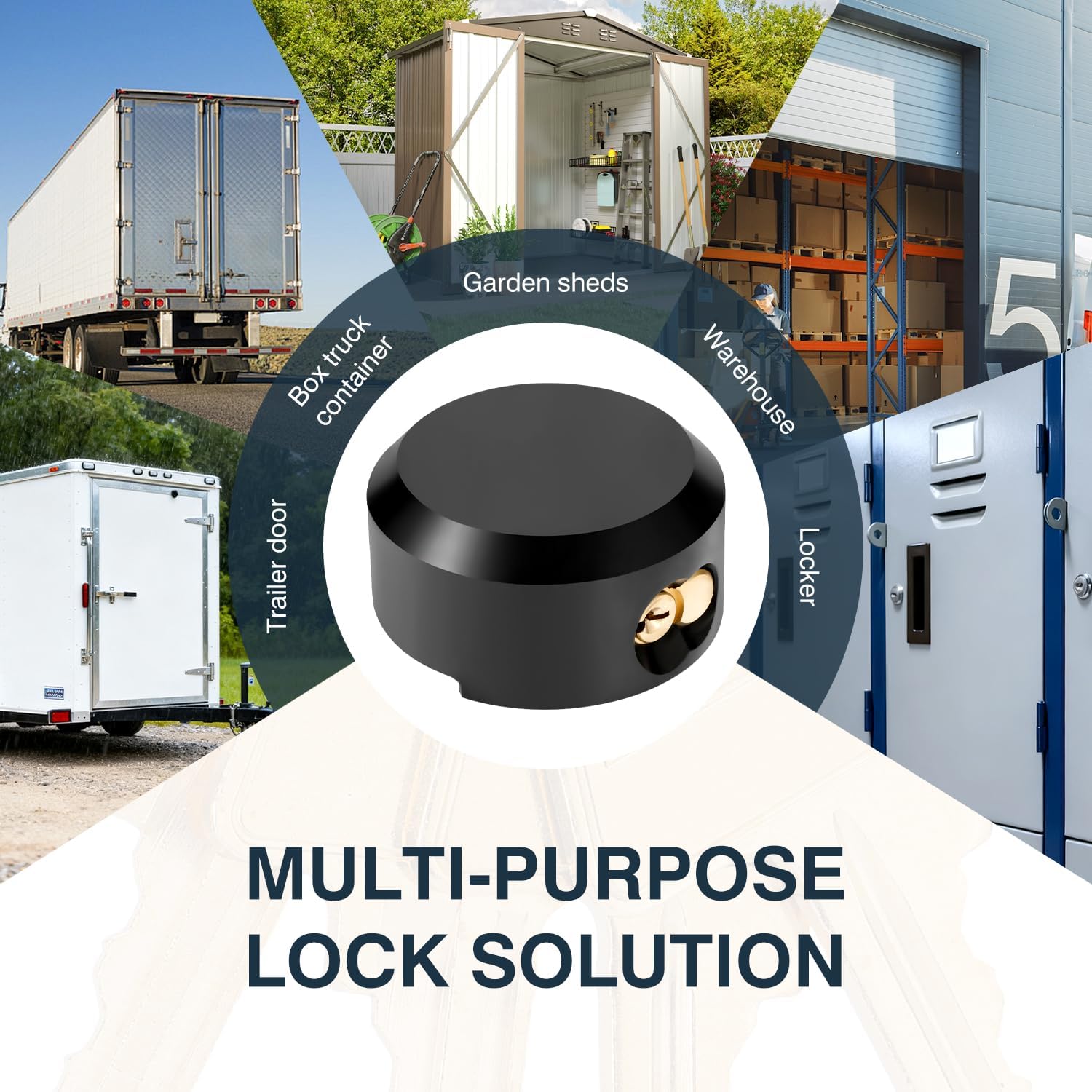 IRONWALLS 4-Pack Puck Locks Keyed Alike, Heavy Duty Hidden Shackle Padlocks with Keys, Black Steel Round Puck Lock for Trailer Door Hasp, Shackle Opening Size 1.7"(L) x0.6(H) x1.2(D), Without Hasp