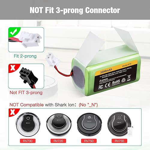 Miniatura 6 de FirstPower Batería RVBAT850 de 3.2 Ah – Repuesto para batería de vacío Shark Ion, Shark Ion R75, RV761, RV850C, RV1000S, RV1100VL, RV101AE,