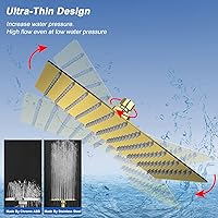 Vista 39 de NearMoon - Cabezal de regadera grande de acero inoxidable cuadrado de lujo en cascada, para instalar en el techo o la pared