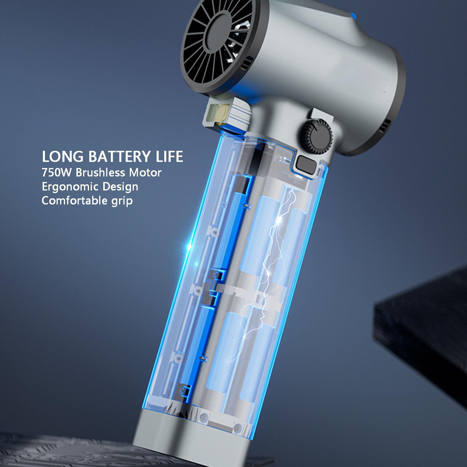 Tosuny Soplador Turbo, 64mm 750W, 1.4kg de Empuje, Inalámbrico, LED