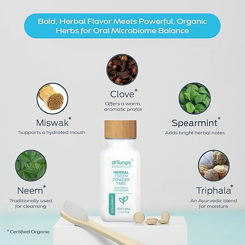 Miniatura 9 de DrTung's Tabletas de pasta de dientes a base de hierbas, pestañas de pasta de dientes sin flúor, pasta de dientes de tamaño de viaje, cumple con la