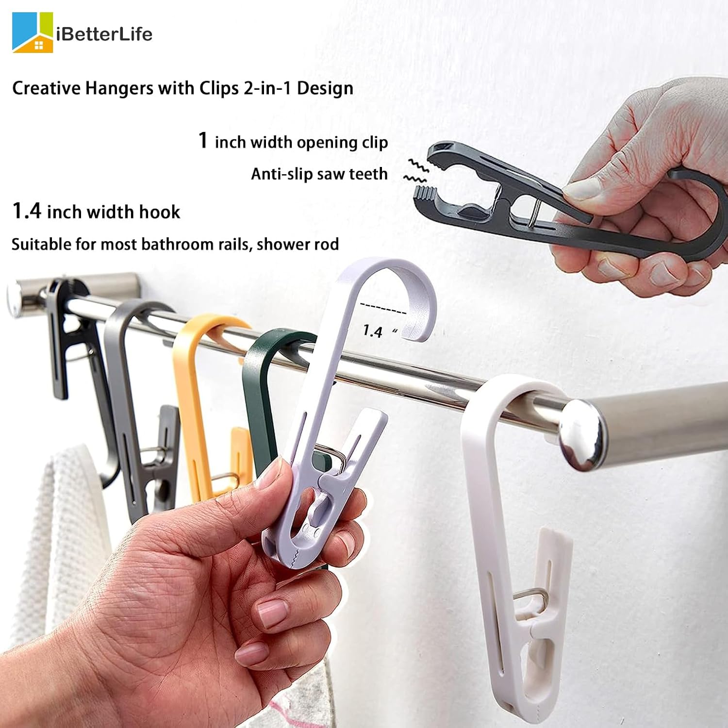 3Pcs Laundry Hooks Clips Hanger - Multifunctional Clips with Hooks Closet Organizer Clamps Hanging Socks Boot Bras Towels for Bathroom Wardrobe Kitchen Office, Purple
