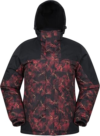 Mountain Warehouse Shadow Mens Printed Ski Jacket - Snowproof, Extra Warmth, Fleece Lined, Adjustable Hem, Cuff & Hood - Ideal Warm Clothing for Holidays