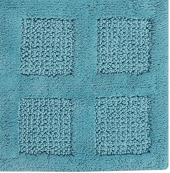 Knightsbridge Square Honeycomb 100% Cotton Reversible Bath Rug 17 X 24 Aqua