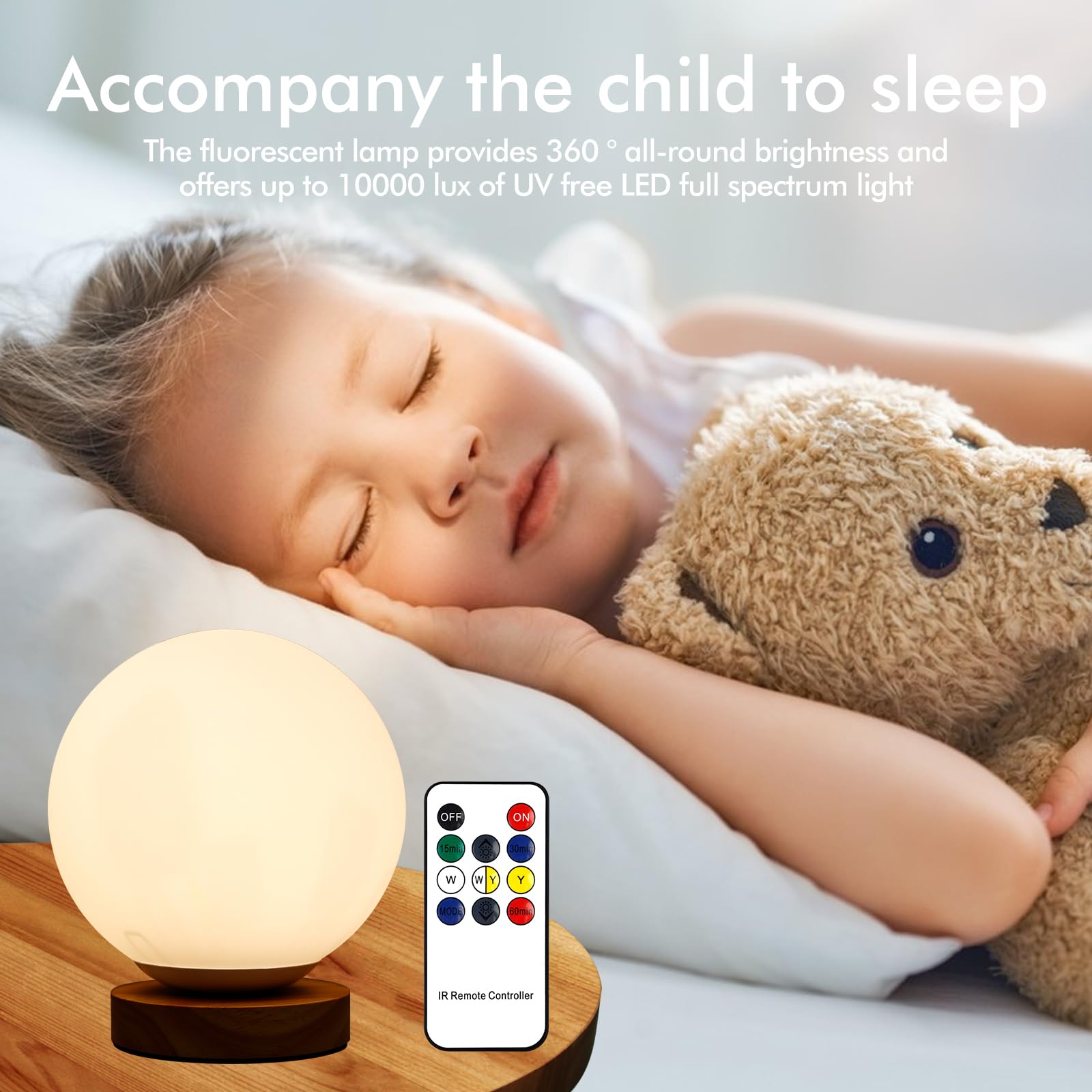 Tageslichtlampe 10000 Lux, Lichttherapielampe mit 3 Lichtfarben und Timer, LED Daylight Lampe UV-Frei Sonnenlicht Lampe, Simulation von Tageslicht, Sonnenlichtlampe mit Fernbedienung für Büro/Zuhause
