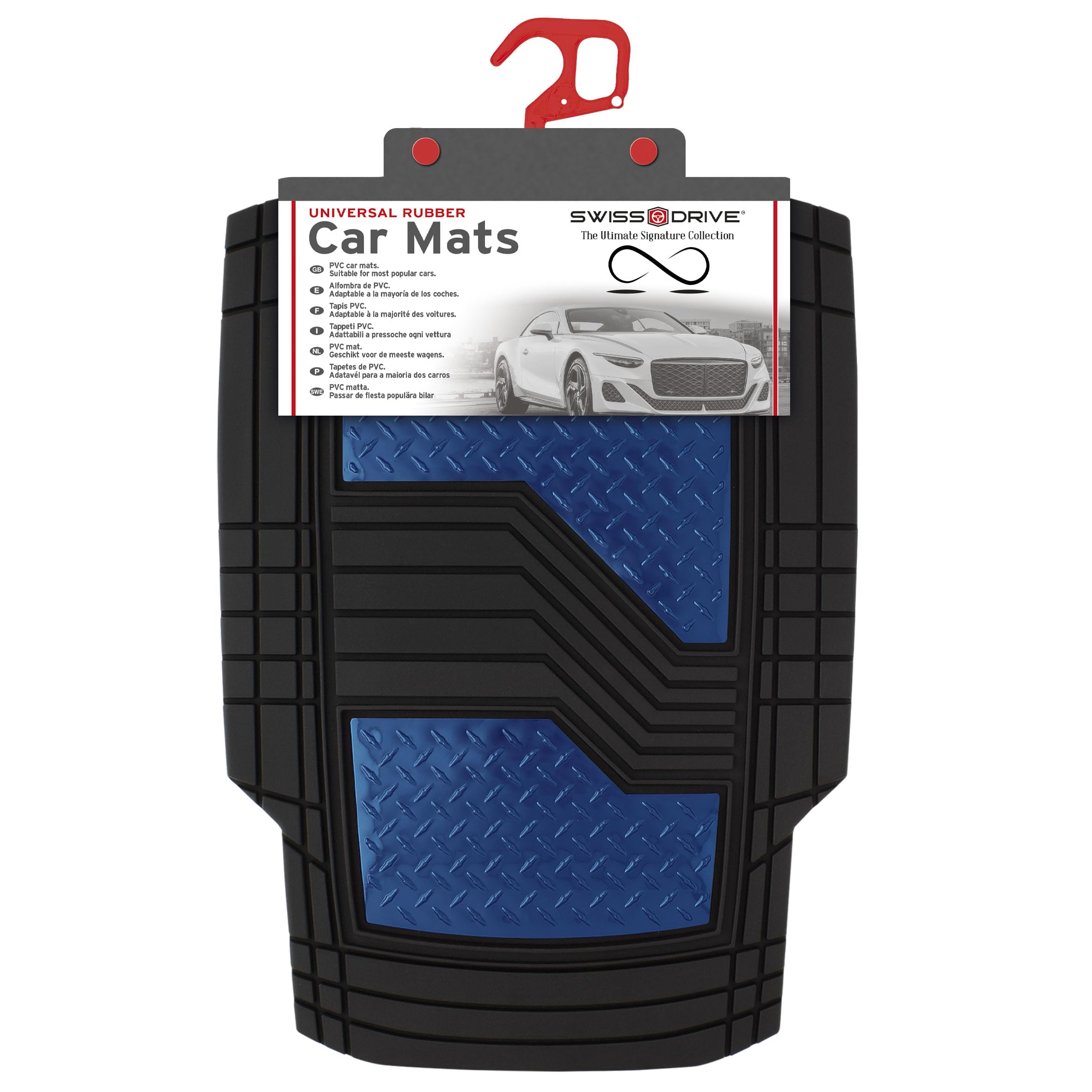 S SUMEX Alfombrillas de Goma Universales para Coche Alfombras Antideslizante Alfombrillas Automóvil Recortables Delanteras 70 x 50 cm Traseras 40 x 47,50 cm Color Azul Metalizado