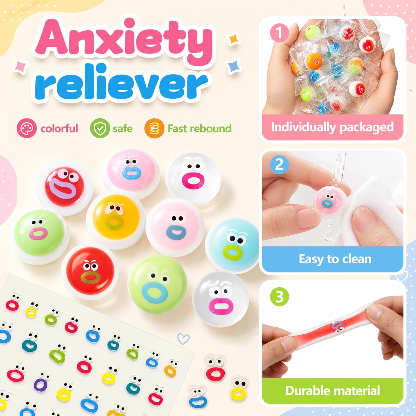 Mini Squeeze Fidget Toys, Cute Soft Squeeze Pack, 78 Pcs, Party Favors for Kids, Goodie Bag Fillers, Stress Relief Anxiety Toy image 5