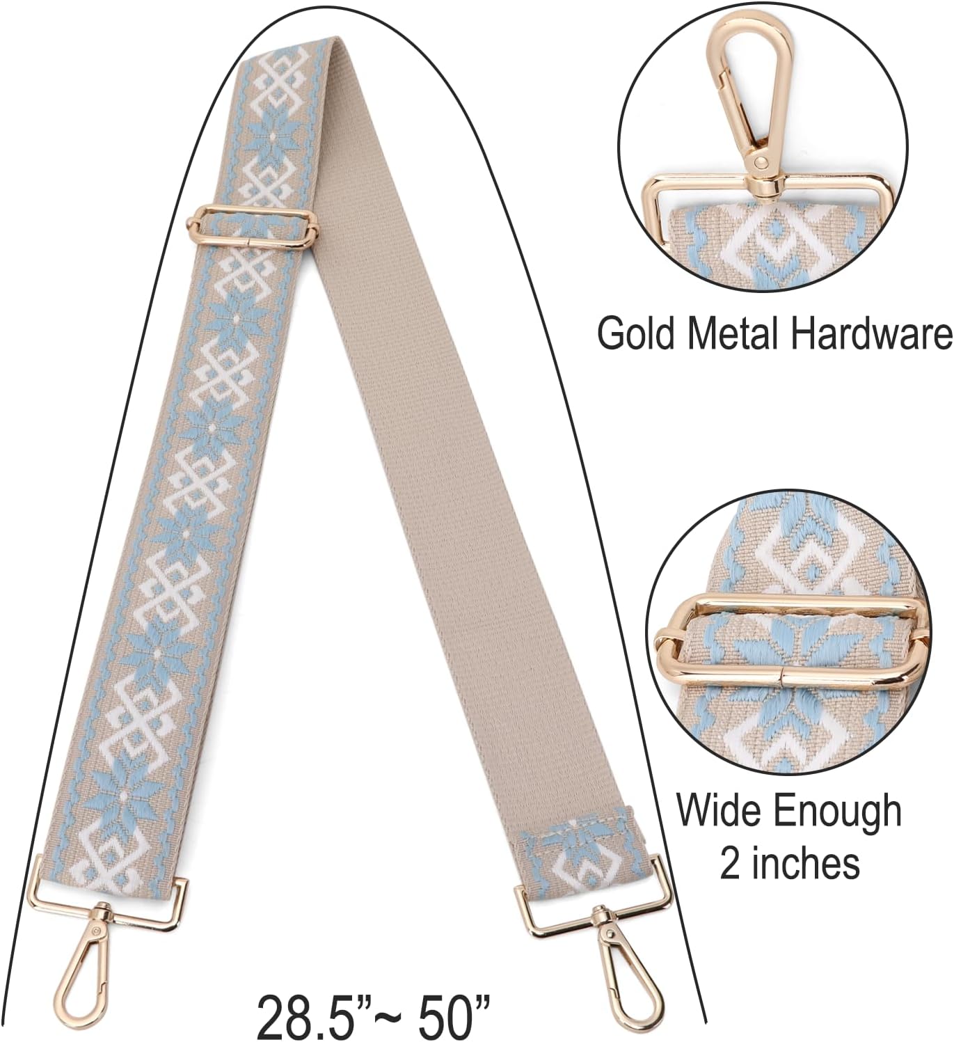GINJKGO Purse Straps Replacement Crossbody - Adjustable Bag Strap for Purses, Wide Shoulder Strap for Women Guitar Purses image 3