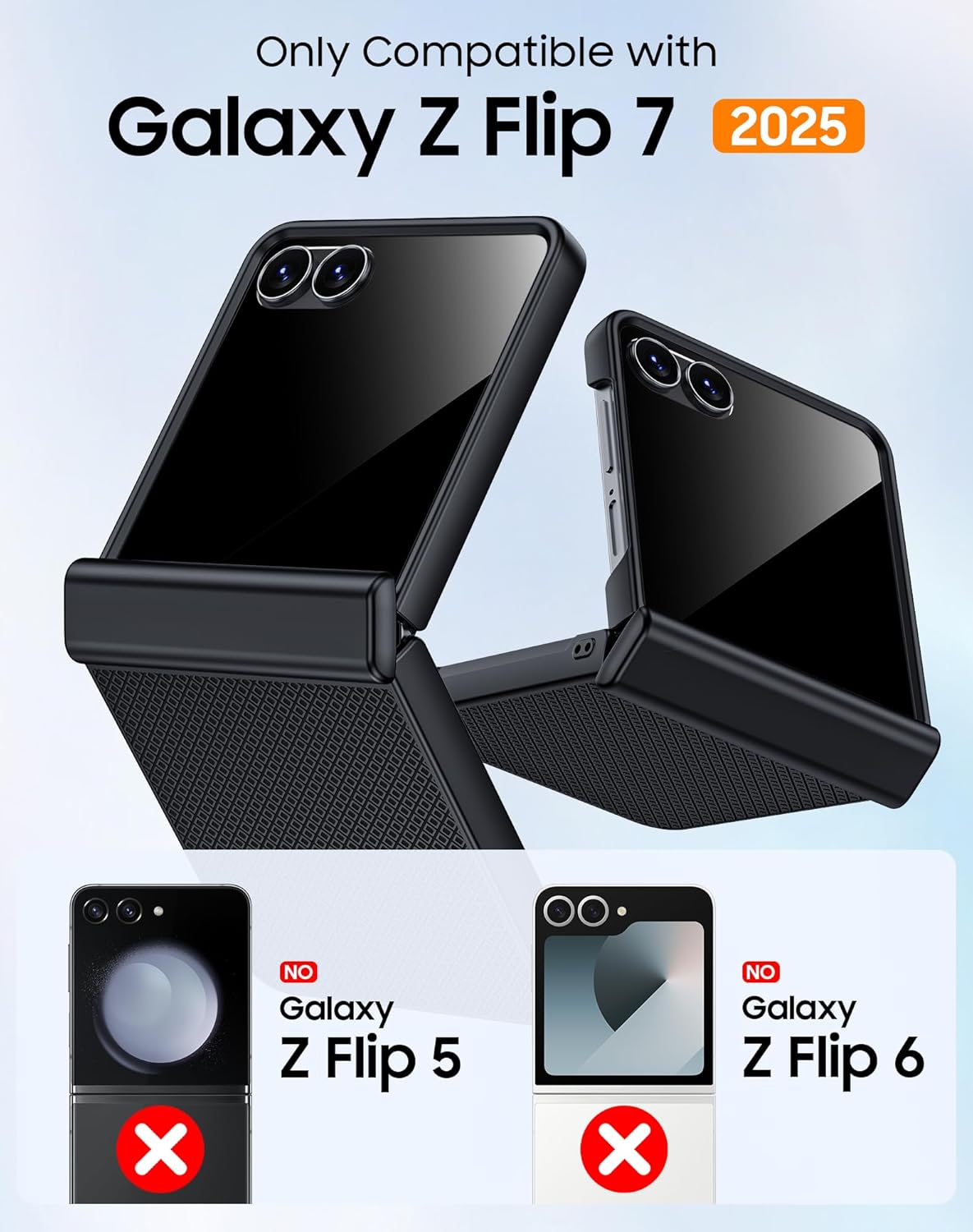 for Samsung Galaxy Flip 7 Case with Privacy Screen Protector and Samsung Galaxy Z Flip 7 2 Packs Inner Screen TPU Protective Film + 2 Packs Outer Screen Tempered Film