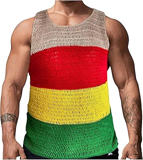 Genérico Tops y Blusas Hombre Talla Plus Sexy Chaleco Jersey sin Mangas de Punto de Aguja Gruesa para Hombres, Moda Casual, Color Contraste, Verano Rayas Hombre