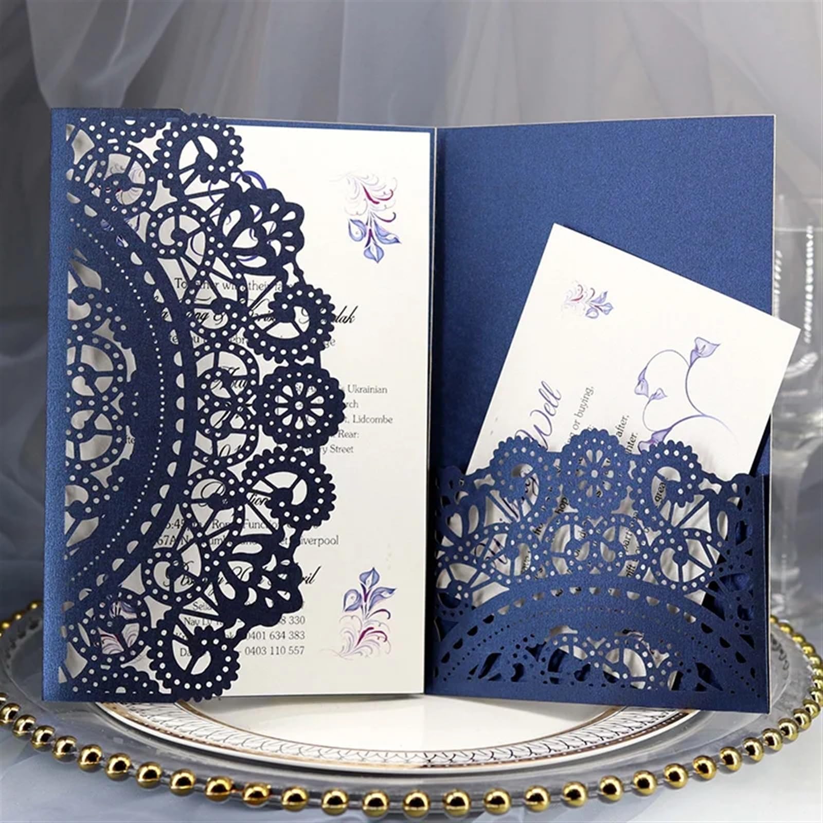 Hochzeitseinladungen Karte 10 Stück lasergeschnittene Hochzeitseinladungskarten, dreifach gefaltete Spitze, Geschäftsgrußkarte, Verlobung, Hochzeit, Partybevorzugung, Dekoration(Only White Cover)