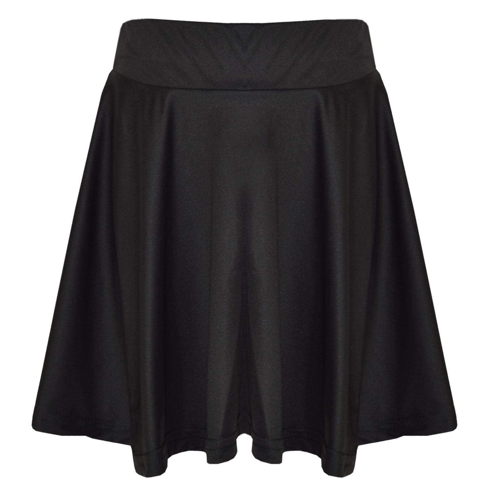 A2z 4 Kids Girls Black Plain Skater Skirt Camouflage For School Trendy Soft Feel - Plain Skater Skirt 13