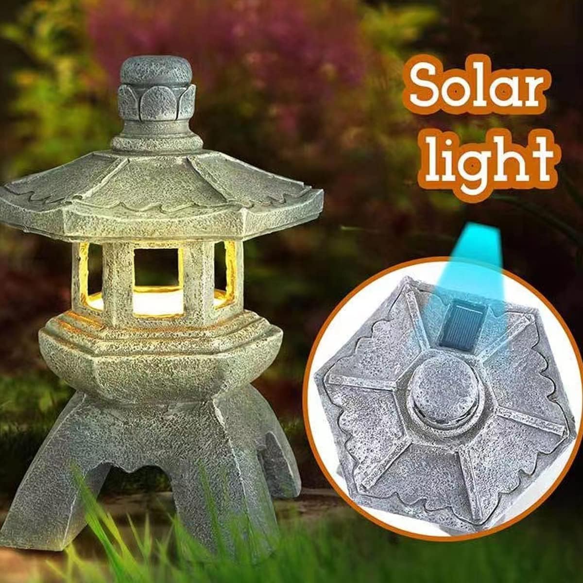 Retro Solar Pagoda Lampa Ogrodowa Wieża Oświetleniowa Statua Ltern Ip55 Wodoodporna Słoneczna Lampa Led Rzeźba Na Zewnątrz Trawnik Wystrój Ogrodu, 1pc