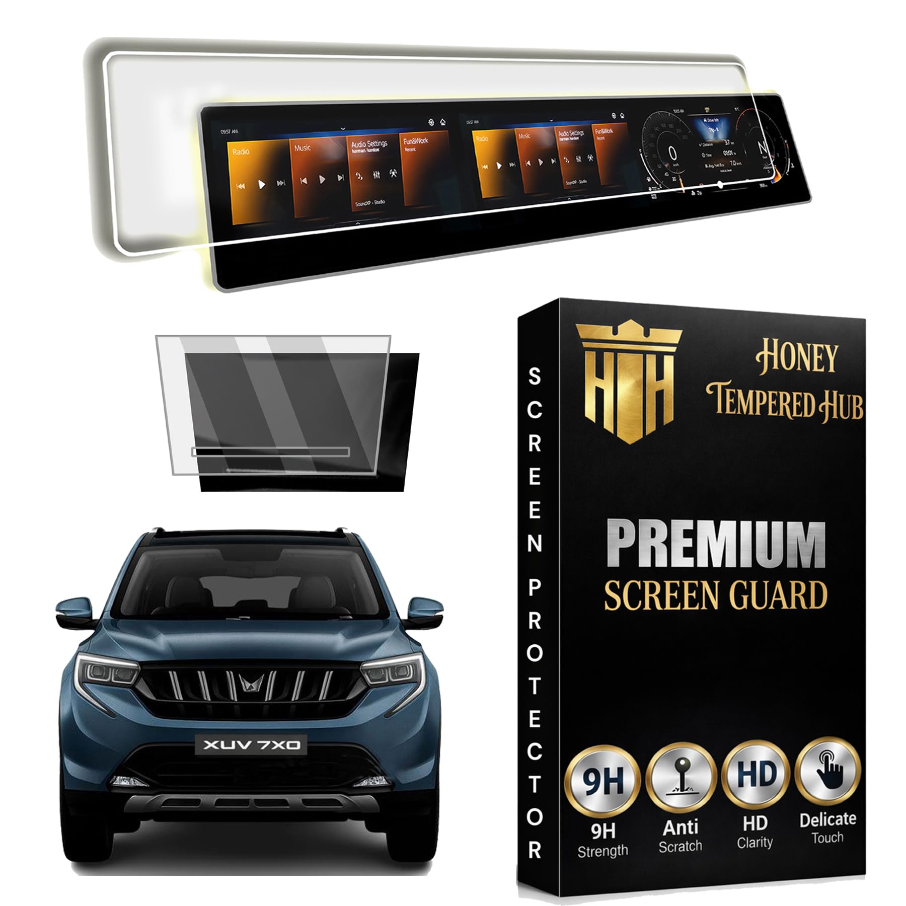 Glossy Screen Guard For NEW MAHINDRA XUV 7XO 2026 / FULL PLAIN TOUCHSCREEN INFOTAINMENT + AC VENT PROTECTOR / WITHOUT ADRENOX+ BADGE / Anti Scratch / Anti Fingerprint / Xuv7xo2026 Car Display Accessories [Not Tempered Glass] (XUV 7XO WITHOUT ADRENOX+ BADGE)-image-47