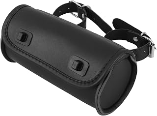 PRETYZOOM Vintage Mini Motorcycle Handlebar Bag with Side Pouch and Rear Rack Storage, Compact Leather Bike Bag for Motorcycle Accessories and Bicycle Tail Saddle Use