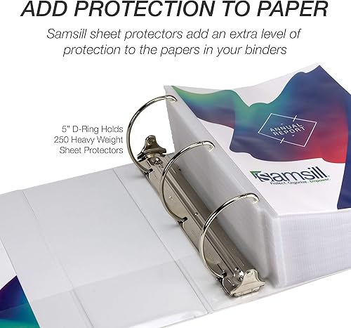 Vista 449 de Samsill Carpeta duradera de 1.5 pulgadas, fabricada en los Estados Unidos, carpeta de anillos en D, carpeta transparente personalizable, surtido