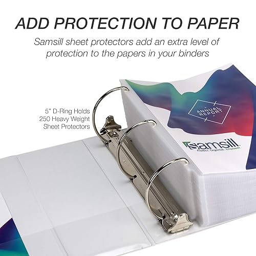 Vista 485 de Samsill Carpeta duradera de 1.5 pulgadas, fabricada en los Estados Unidos, carpeta de anillos en D, carpeta transparente personalizable, color Negro