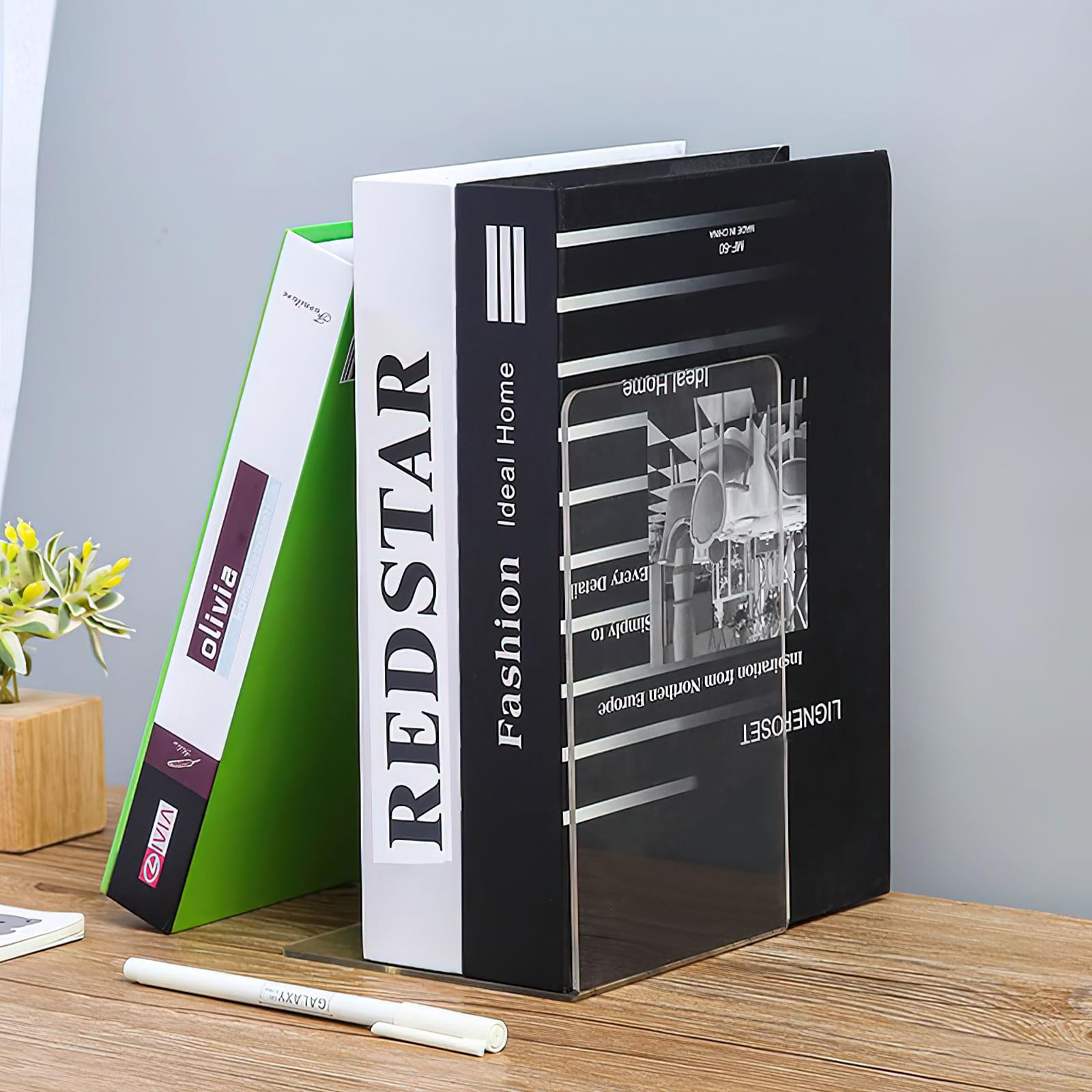 Set 4 Fermalibri In Acrilico Trasparente - Organizza Libri Su Scrivania, Libreria O Ufficio