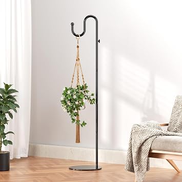 saffruff 188 cm Shepherd Hook Height Adjustable Freestanding Metal Stand Hook Base for Bird Feeder Flower Pots Wind Chimes & Lanterns Wedding Decoration - Rustproof for Indoor and Outdoor Use