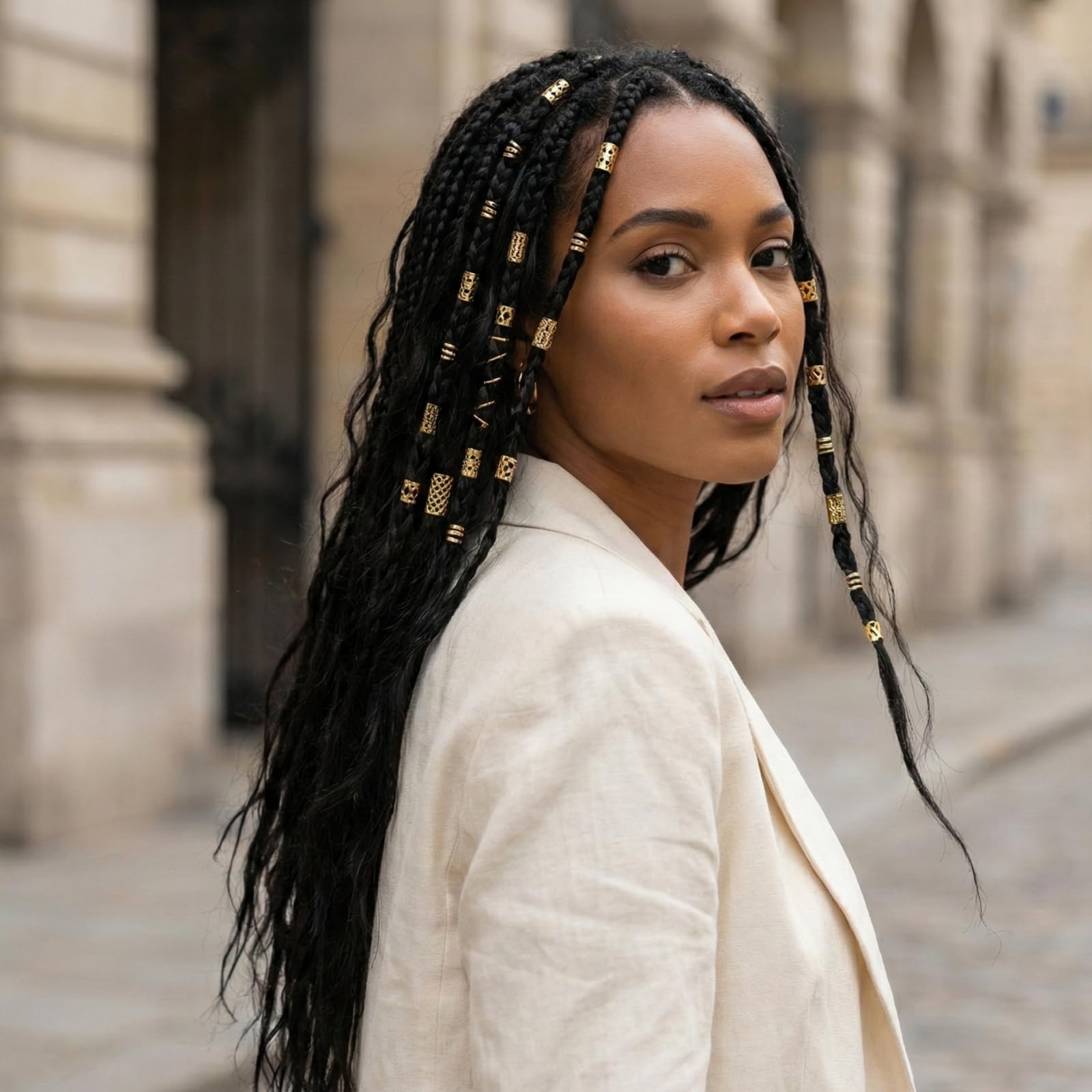 Lot de 90 bijoux de cheveux pour tresses et dreadlocks avec anneaux, manchettes, pinces à breloques, perles – Décorations de cheveux élégantes pour femmes, accessoires pour festivals, fêtes, mariages