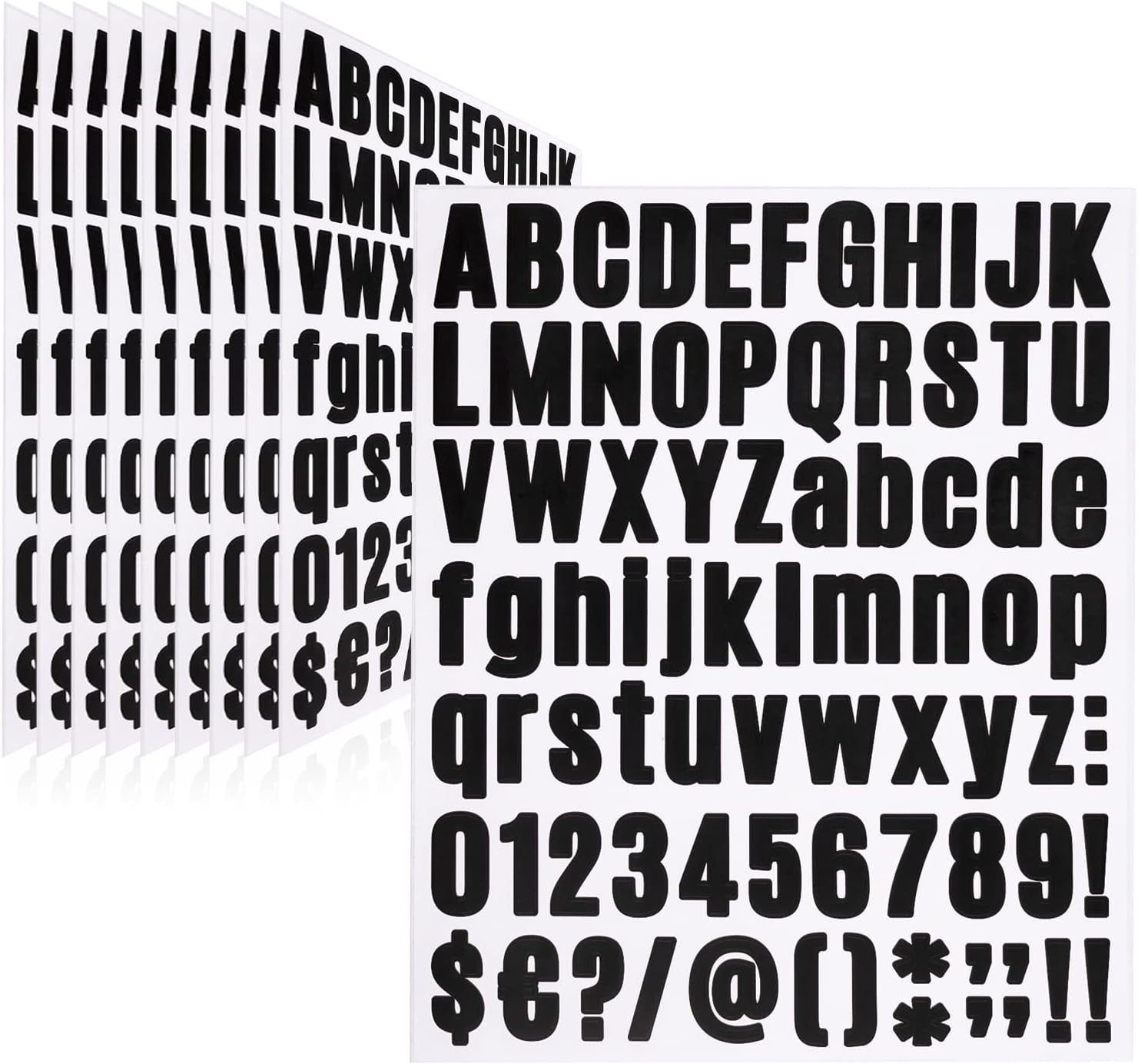 810 Piece 10 Sheet Letter Stickers - Self Adhesive Vinyl Waterproof Mailbox Numbers, Alphabet & Number Stickers for Mailbox, Window, Door, Sign, Address Number, Business (1 Inch) (Black)