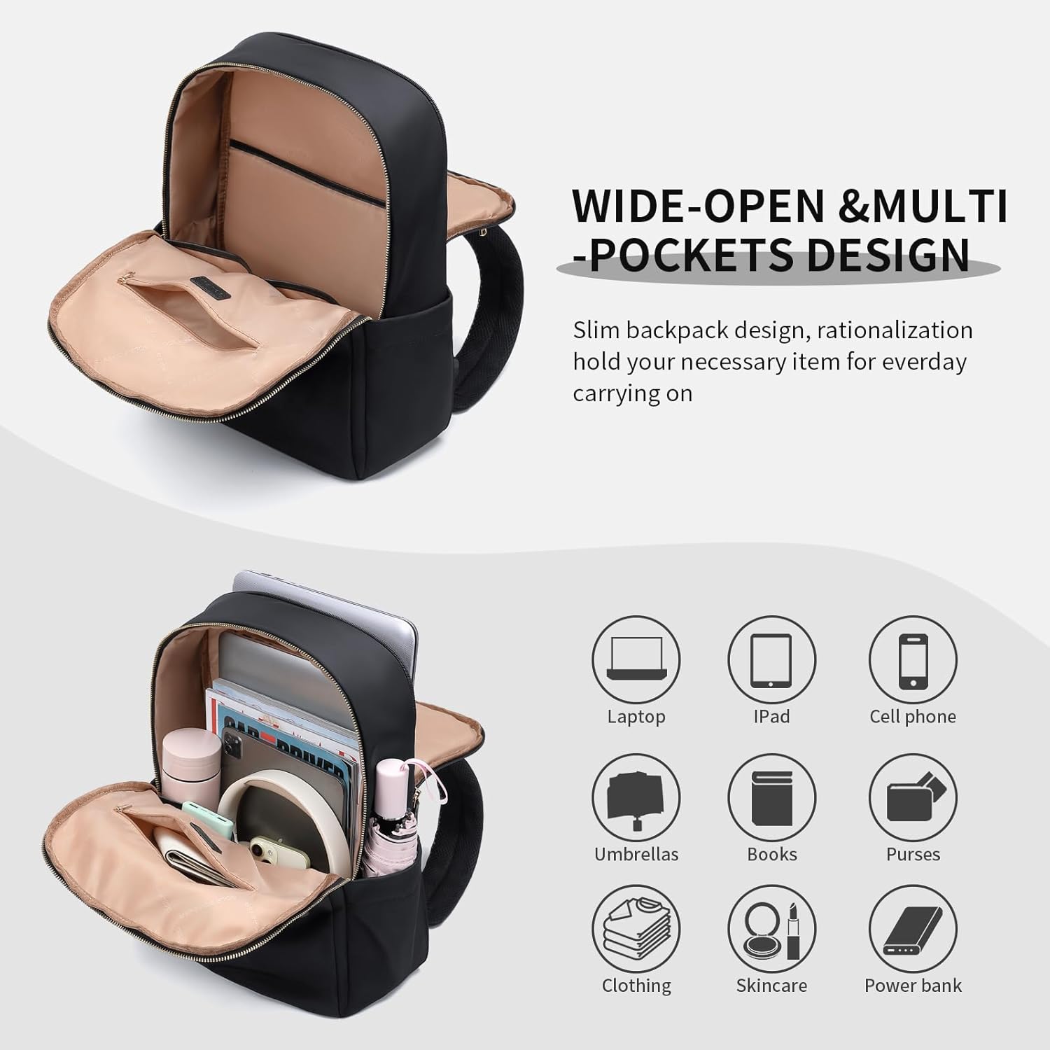 GOLF SUPAGS Women Laptop Backpack with Separate Laptop Compartment Fits 14 Inch Notebook Casual Daypack for Work Travel College Backpack Book Bags - Image 2