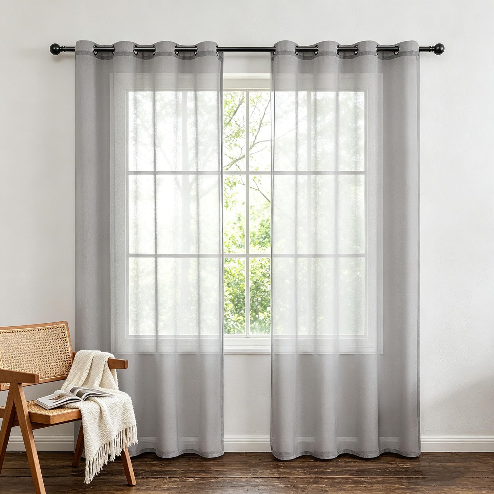 Sheer ain 50 x 50 cm, lekkie i woal, łatwe w instalacji, zmywalne, szare, przezroczyste zasłony do salonu, przewiewne i nowoczesne wzornictwo