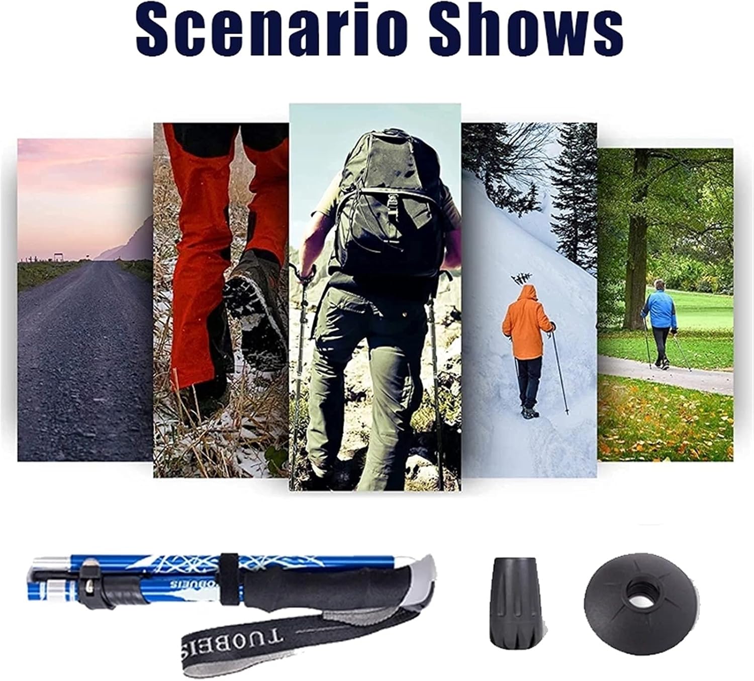 Lightweight Trekking Poles, Adjustable Length Outdoor Trekking Poles, Strong Earthquake-Resistant Trekking Poles with Soft Non-Slip Handles (Black)