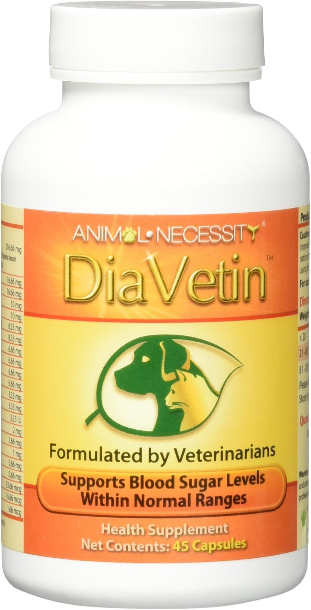DiaVetin - Natural Supplement for Diabetic Dogs & Cats Supports Blood Sugar Levels Within Normal Ranges