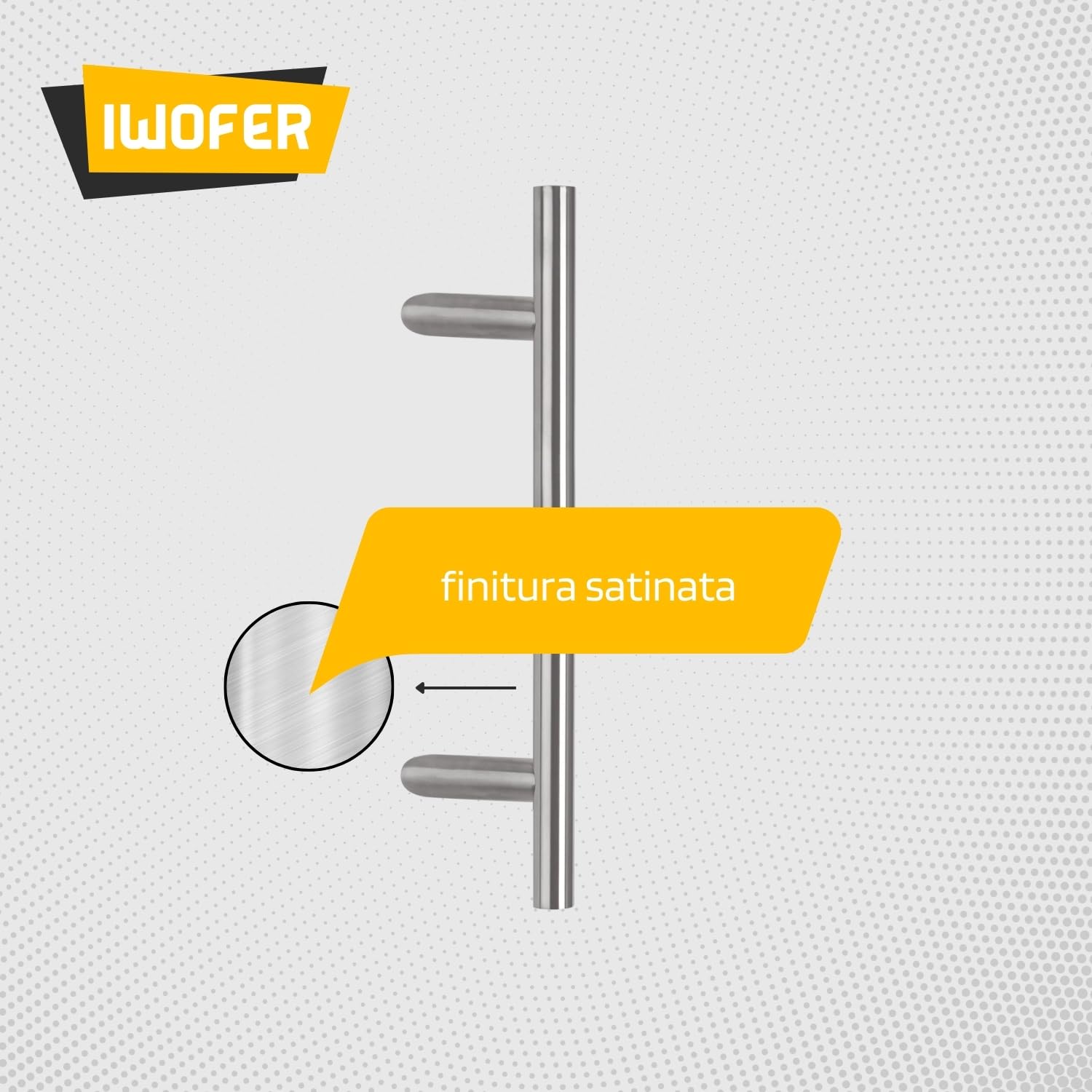 Maniglione tondo inclinato in acciaio inox satinato per porte serramenti (Lunghezza 500 - Interasse 300)