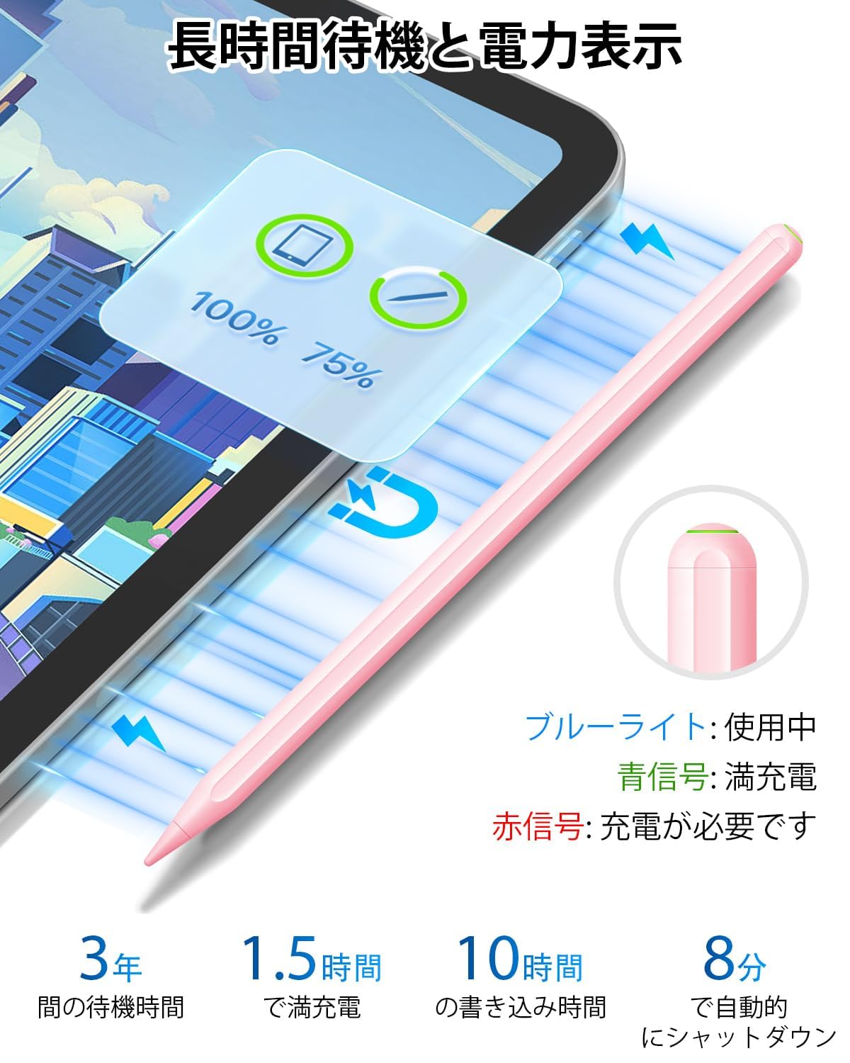 iPad Air4 + Apple Pencil2 + タッチペン Amazon.co.jp: iPad専用タッチペン、磁気ワイヤレス充電付き