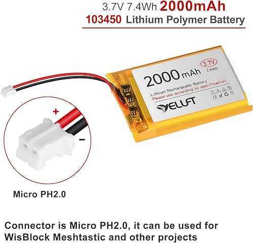 Miniatura 2 de 4pcs 3.7V 2000mAh 103450 batería de polímero de litio 1S LiPo batería recargable con placa de protección, enchufe micro PH2.0 compatible con