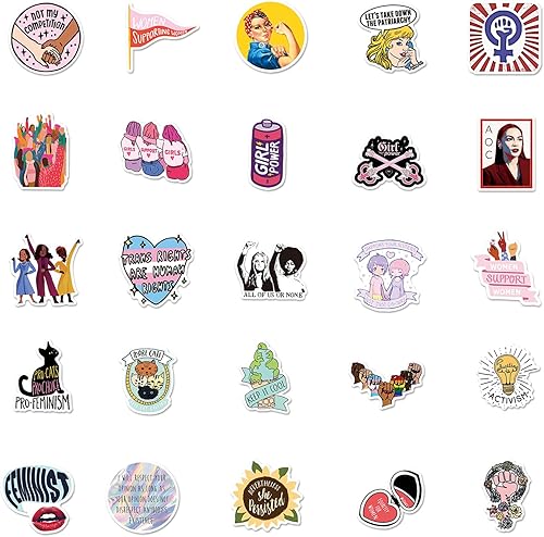 Miniatura 4 de Calcomanías feministas 102 unidades para mujer derecha feminismo potencia indie paquete de calcomanías para equipaje casco de teléfono motocicleta