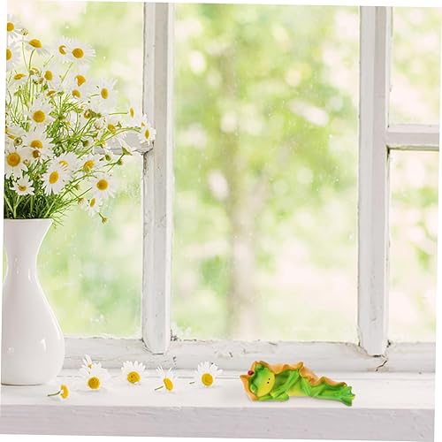 Vista 5 de Yardwe 2 pcs Sleeping Frog Ornament Cake Ornament Frogs Cake Decorating Frog Shelf Sitter Micro Garden Figurine Desk Frog Ornament froggarden Statue