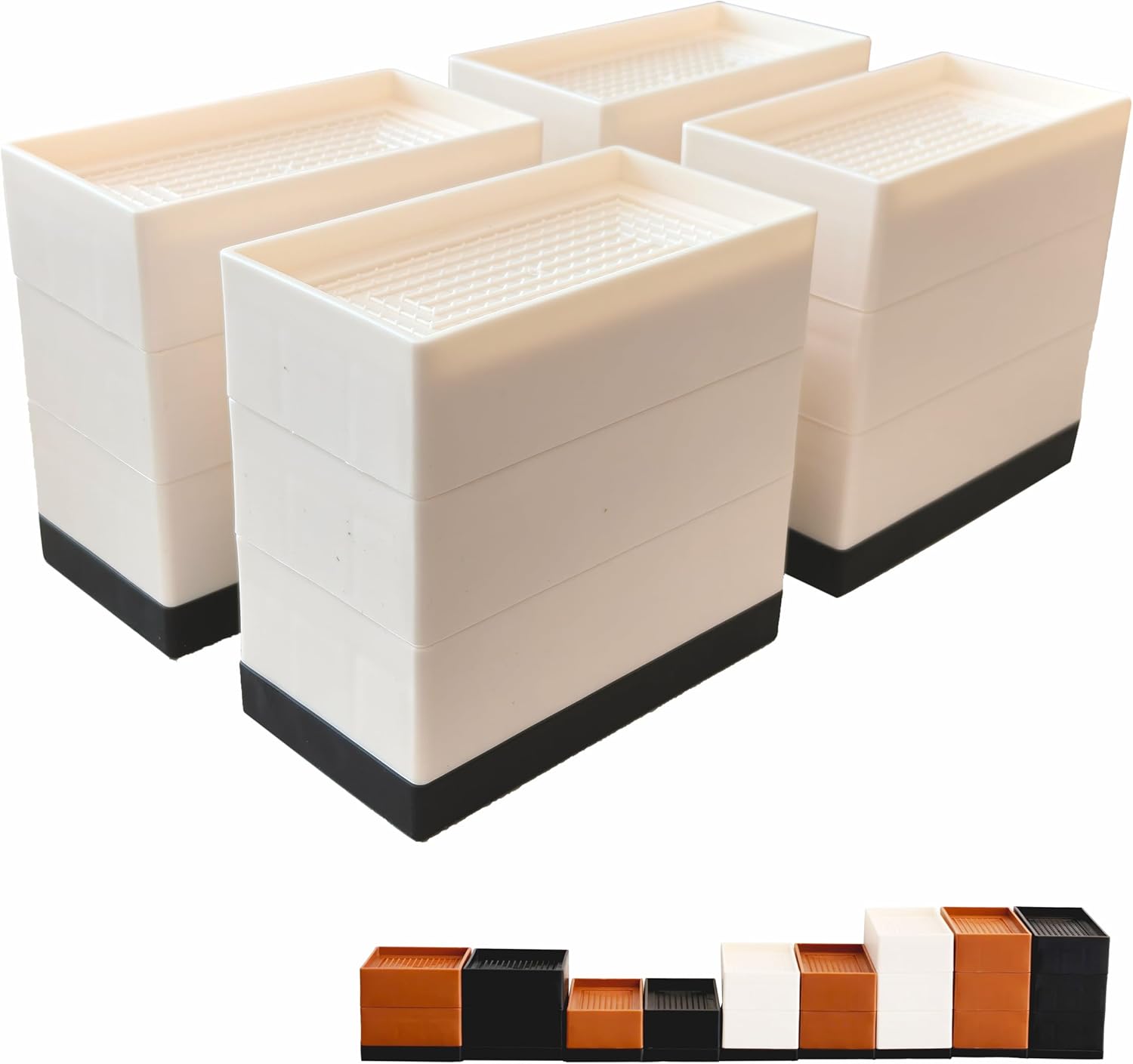 Bed Risers 2.95 Inch Heavy Duty Furniture Risers for Desk Table Sofa Couch Lifts to 1.57 or 2.95 Inch Adjustable Risers Blocks Support Up to 1,300 Lbs (4 Pack-Black) -Square