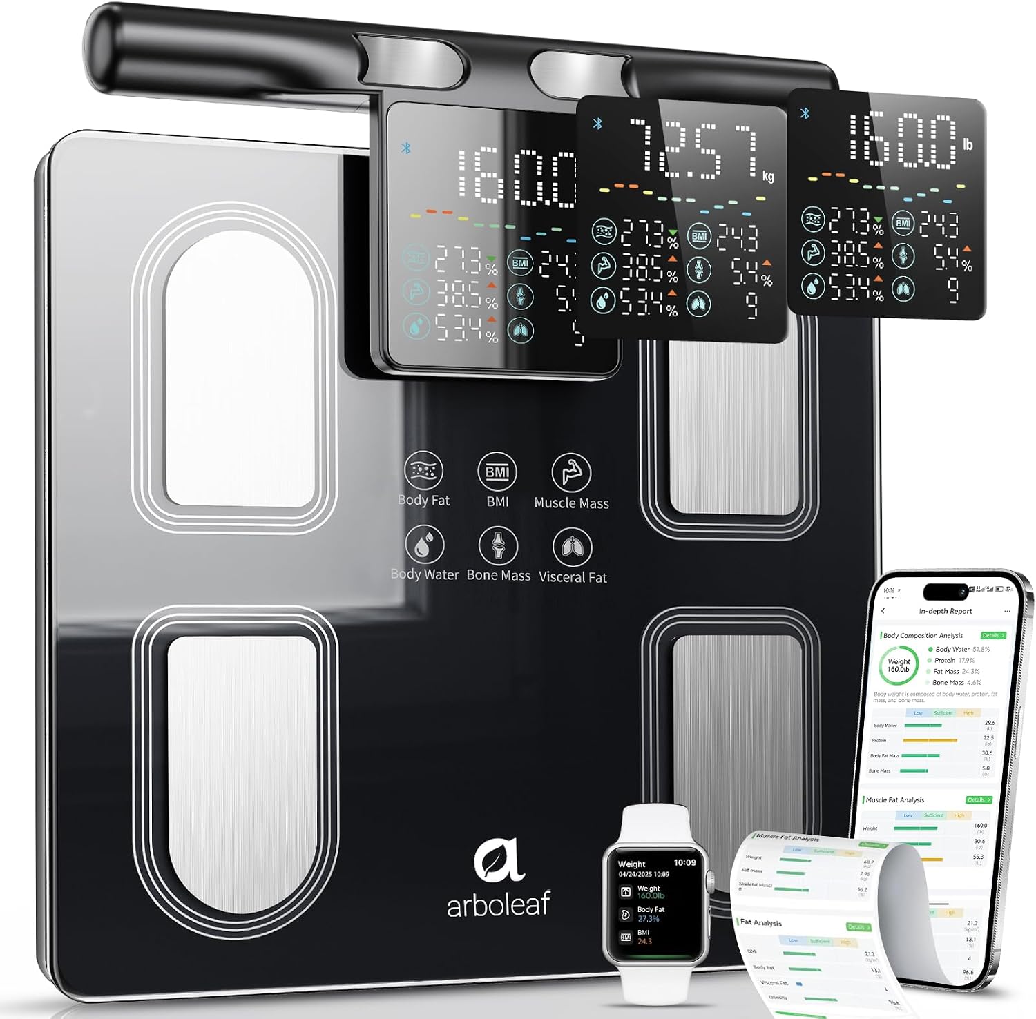 Arboleaf Body Fat Scale for Body Weight, 8-Electrode Body Composition, BMI